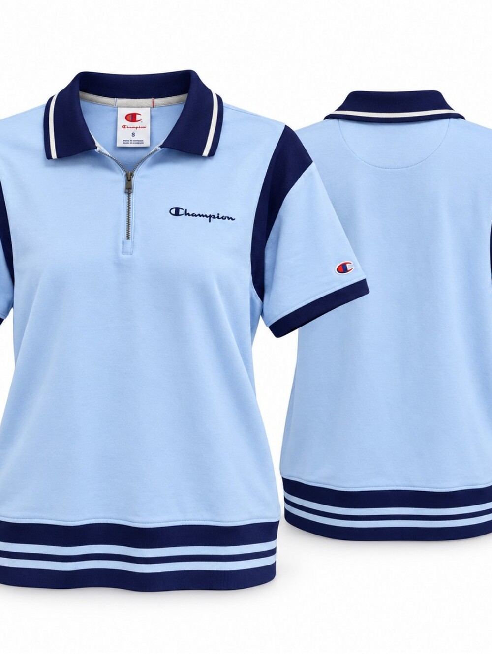 Champion Women’s Small Sporty Preppy Tenniscore Club Sport Zip Polo NWT